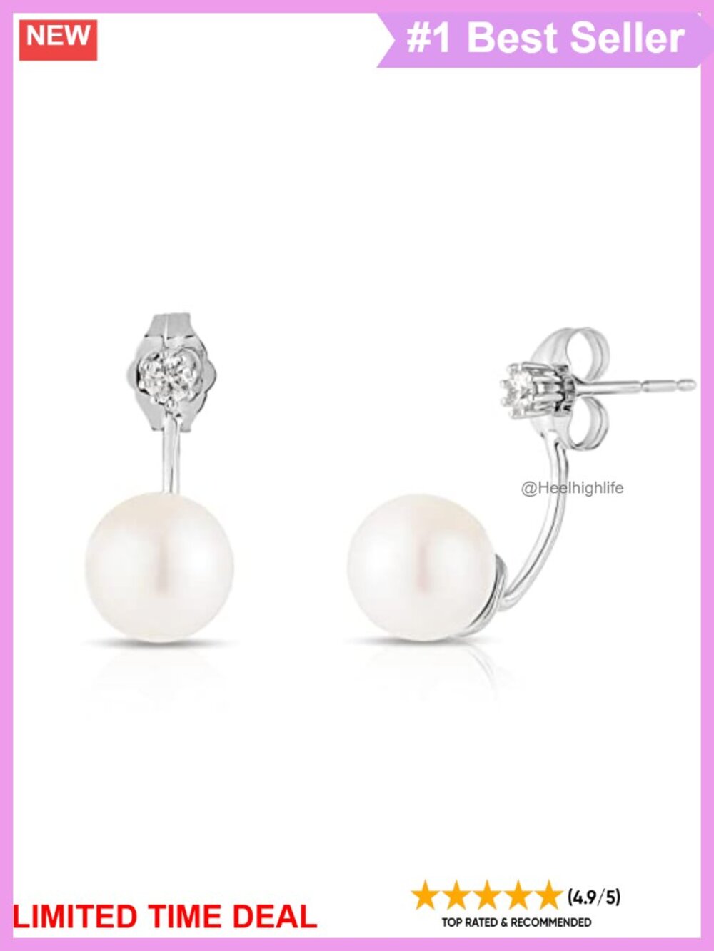 14K White Gold Freshwater Pearl Diamond Jacket Earrings